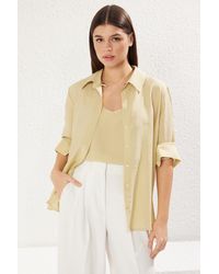 Trendyol - Beigefarbenes Oversize-Shirt – Innenunterwäsche, Zweiteilig, Drapiert, Breite Passform Für Damen - Lyst
