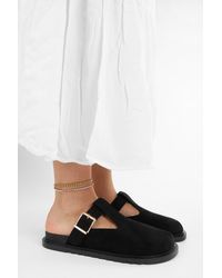 Shoeberry - Schwarze Rolie-Hausschuhe Aus Wildleder Mit Schnallendetail Für Damen - Lyst
