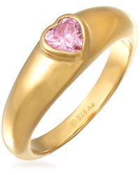 Elli Jewelry - 925 silber vergoldeter zirkonia herz band ring liebe - Lyst