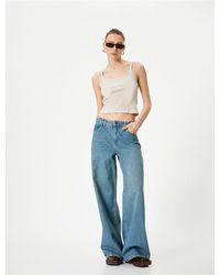 Koton - Baumwoll-Jeans Mit Geradem Bein Und Taschen, Lockerer Passform – Lockere Jeans Mit Gerader Passform Für Damen - Lyst