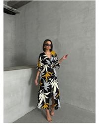 BEJNA - Zweireihiges Langes Sommerkleid Mit Kragen Und Schlitz Für Damen - Lyst