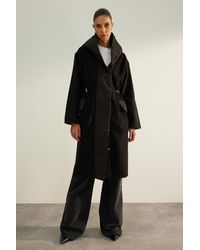 Trendyol - Er oversize-mantel aus wolle mit weitem schnitt und kapuze in limitierter auflage - Lyst