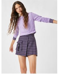 Koton - Gerippter Crop-Pullover Mit Rundhalsausschnitt Für Damen - Lyst