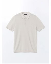 LC Waikiki - Southblue Beigefarbener Strickpullover Mit Polokragen Und Kurzen Ärmeln Für Herren - Lyst