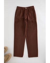 Trendyol - Braune Gabardine-Hose – 100 Baumwolle Mit Falten Und Cargotaschen Für Herren - Lyst