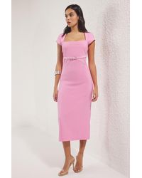 Trendyol - Gewölbtes, Schlichtes, Körperbetontes Midi-Webkleid Für Damen - Lyst