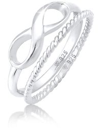 Elli Jewelry - Ring Stapelring Duo Infinity Twisted Basic Trend Blogger Aus 925 Sterling Silber Für Damen - Lyst