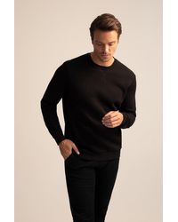 Defacto - Basic-sweatshirt aus baumwolle mit normaler passform und rundhalsausschnitt - Lyst