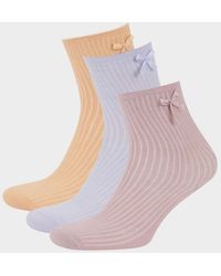 Defacto - 3-Teilige Lange Baumwollsocken Mit Schleife Für Mädchen E6266A8Ns Für Damen - Lyst