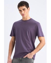Defacto - 100 Baumwolle Neues Basic-T-Shirt Mit Rundhalsausschnitt Und Normaler Passform, Einfarbig, Kurzärmelig V7699Az25Sp Für Herren - Lyst