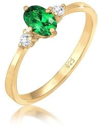Elli Jewelry - Ring Band Elegant Mit Zirkonia Kristallen Grün Aus 925 Sterling Silber Für Damen - Lyst
