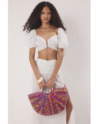 Trendyol - Ovale Handtasche Mit Mehrfarbigem Stroh-Farbblock Für Damen - Lyst