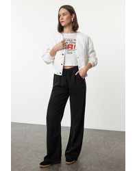 Trendyol - Mehr Nachhaltig 100 Zinn Jeans Mit Hoher Taille Und Elastischem Bund Für Damen - Lyst