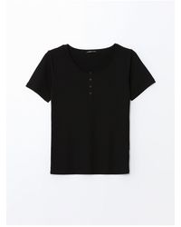 LC Waikiki - Lcw T-Shirt – Rundhalsausschnitt, Gerade Passform, Kurze Ärmel Für Damen - Lyst