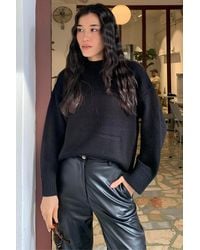 Madmext - Schwarzer Oversize-Strickpullover Mit Rundhalsausschnitt Für Damen - Lyst