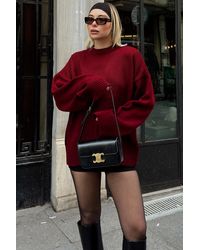Swist - Burgunderfarbener Biscuit-Strickpullover Mit Rundhalsausschnitt Für Damen - Lyst