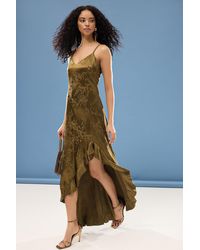 Trendyol - Satin-Weberei – V-Ausschnitt, A-Ausschnitt, Langes, Stilvolles Abendkleid Und Heimkehrkleid Für Damen - Lyst