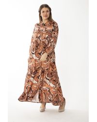 Şans - Şans großes, bunt gewebtes viskose-gewebekleid mit geknöpftem saum und mehrstufigem kleid - Lyst