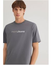 Mavi - Graues T-Shirt Mit Jeans-Stickerei, Lockere Passform -80020 Für Herren - Lyst