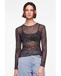 Pieces - Pcninni ls mesh top noos bc - Lyst
