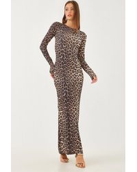 Bianco Lucci - Langes Kleid Mit Leopardenmuster 376-1 Für Damen - Lyst