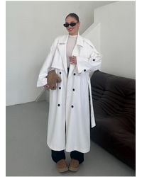 Laluvia - Weißer Übergroßer Trenchcoat Mit Glücksknopf-Detail – 9476 Für Damen - Lyst