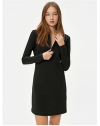 Koton - Mini-Kleid Mit Rollkragen, Halbem Reißverschluss Und Langen Ärmeln Für Damen - Lyst