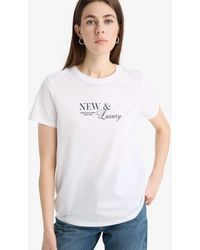 Defacto - Relax Fit Kurzarm-T-Shirt Aus Gekämmter Baumwolle Mit Rundhalsausschnitt Und Aufdruck E5541Ax25Sm Für Damen - Lyst