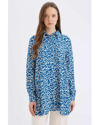 Defacto - Gemustertes, Langärmliges Tunika-Shirt Mit Normaler Passform – Für Damen - Lyst