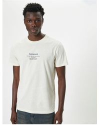 Koton - T-shirt mit rundhalsausschnitt und schmaler passform – druckdetail, kurze ärmel - Lyst
