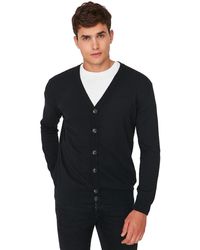 Trendyol - Schwarzer Slim-Fit-Cardigan Aus Baumwolle Mit V-Ausschnitt Und Knöpfen Für Herren - Lyst