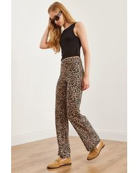 Olalook - Hose Mit Hoher Taille Und Wildlederstruktur, Leopardenmuster, Weitem Bein – Pnt- 19000289 Für Damen - Lyst