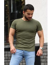 Madmext - Farbenes basic-t-shirt mit rundhalsausschnitt - Lyst