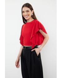 Trendyol - Arms – Flexible Strickbluse Mit Rundhalsausschnitt Und Rüschendetail Für Damen - Lyst
