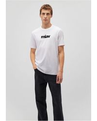Mavi - Schwarzes, Weißes T-Shirt Mit Miav-Aufdruck, Regular Fit Regular Fit067153-602 Für Herren - Lyst