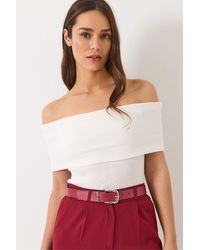 Bianco Lucci - Bluse Mit Madonna-Kragen Und Geripptem Basic Für Damen - Lyst