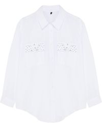 Trendyol - Gewebtes popeline-hemd mit steinstickerei in übergröße - Lyst