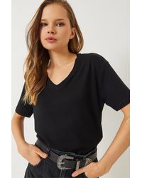 Bianco Lucci - T-Shirt Aus Viskose Mit V-Ausschnitt Und Kurzen Ärmeln 3077 Für Damen - Lyst
