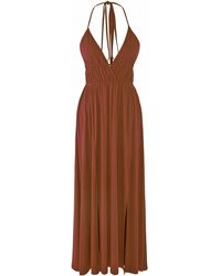 Trendyol - Braunes Maxi-Strandkleid Mit Gewebtem Ausschnitt/Fenster Für Damen - Lyst