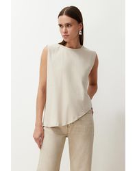 Trendyol - Stone nachhaltigeres, asymmetrisches strick-t-shirt mit rundhalsausschnitt aus 100 % baumwolle - Lyst