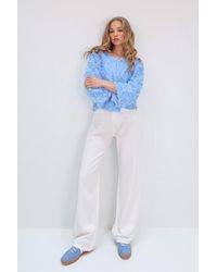Trend Alaçatı Stili - Weiße Pantalon Mit Hoher Taille Und Fünf Taschen, Weites Bein, Sommer-Gabardine Für Damen - Lyst