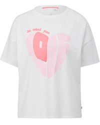 Qs By S.oliver - T-shirt mit reliefdruck, jersey, rundhalsausschnitt, casual - Lyst