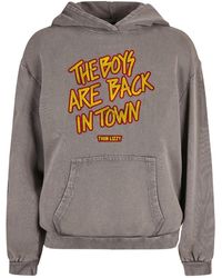 Merchcode - Ladies thin lizzy the boys stacked acid washed oversized hoody - Lyst