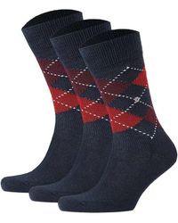 Burlington - Socken preston 3er pack rautenmuster, weich, clip, einheitsgröße, 40-46 - Lyst