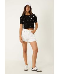 No Matter What - Kurzer Cardigan Mit Blumenmuster Und Kurzen Ärmeln Für Damen - Lyst