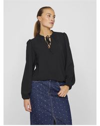 Vila - Oberteil Mit Langen Ärmeln Und V-Ausschnitt Für Damen - Lyst