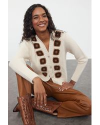 Trendyol - Weich Strukturierter Strick-Cardigan Mit Häkel-Detail – Für Damen - Lyst