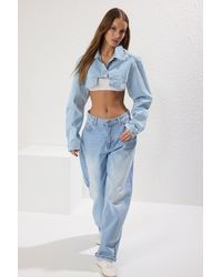 Trendyol - Nachhaltige Blaue Crop-Jeansjacke – Für Damen - Lyst