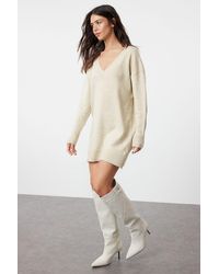 Trendyol - Weiches, Strukturiertes Mini-Strickkleid Mit Breiter Passform – Für Damen - Lyst
