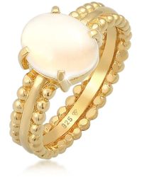 Elli Jewelry - Ring – Glamour Trend Blogger, Ovaler Mondstein, 925Er Sterlingsilber, Vergoldet Für Damen - Lyst